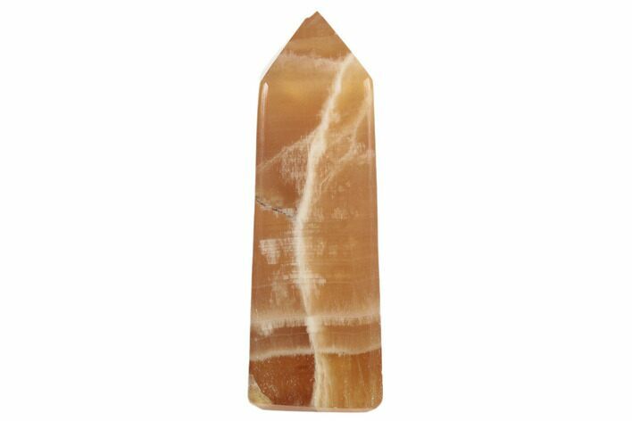 4.2" Polished, Banded Honey Calcite Obelisk 